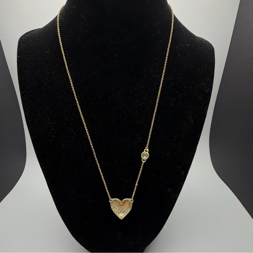 Lia Sophia Matte Gold Heart Pendant Necklace with Crystals